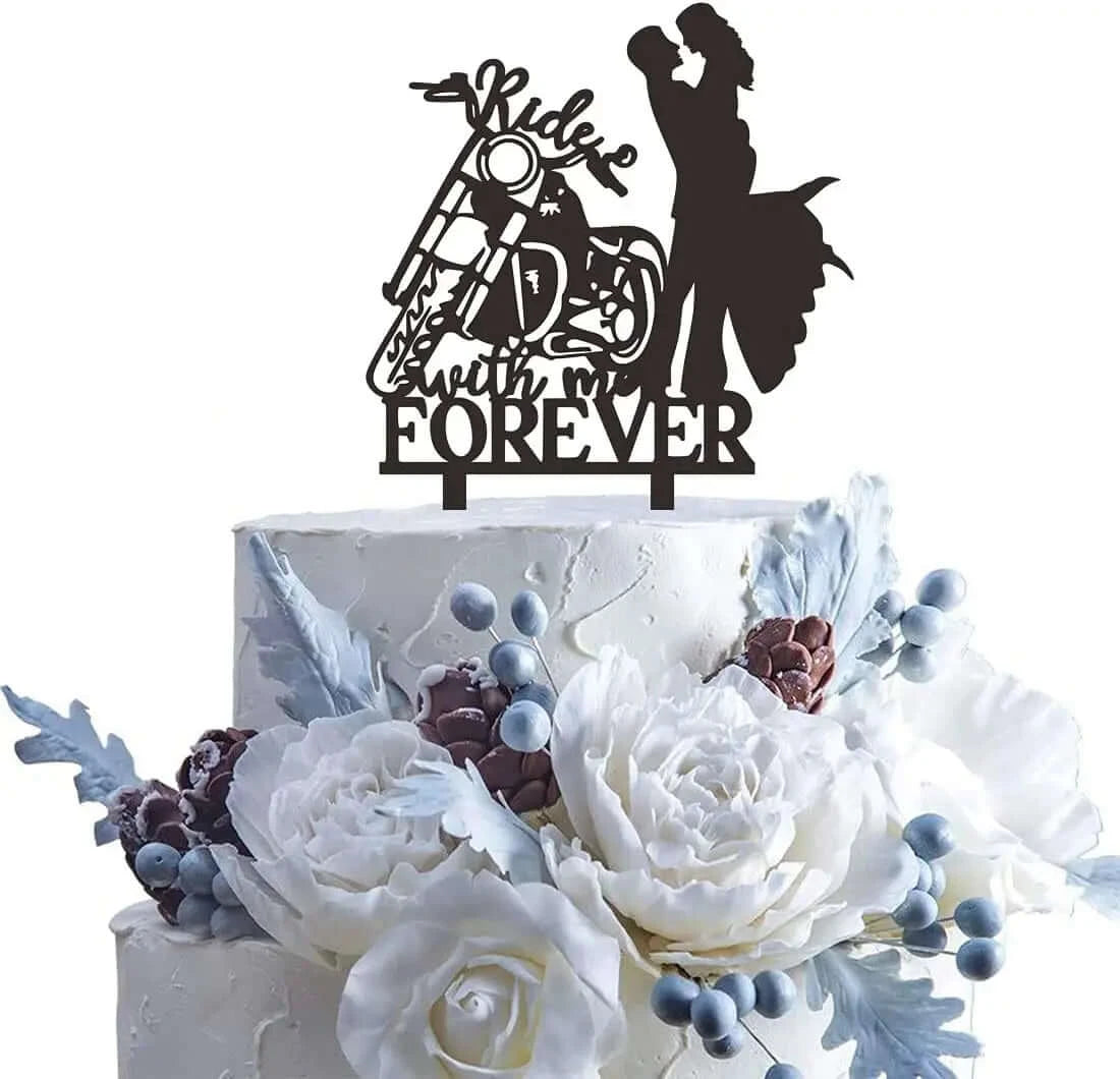 Motorcycle Wedding Cake Topper, Ride with Me Forever