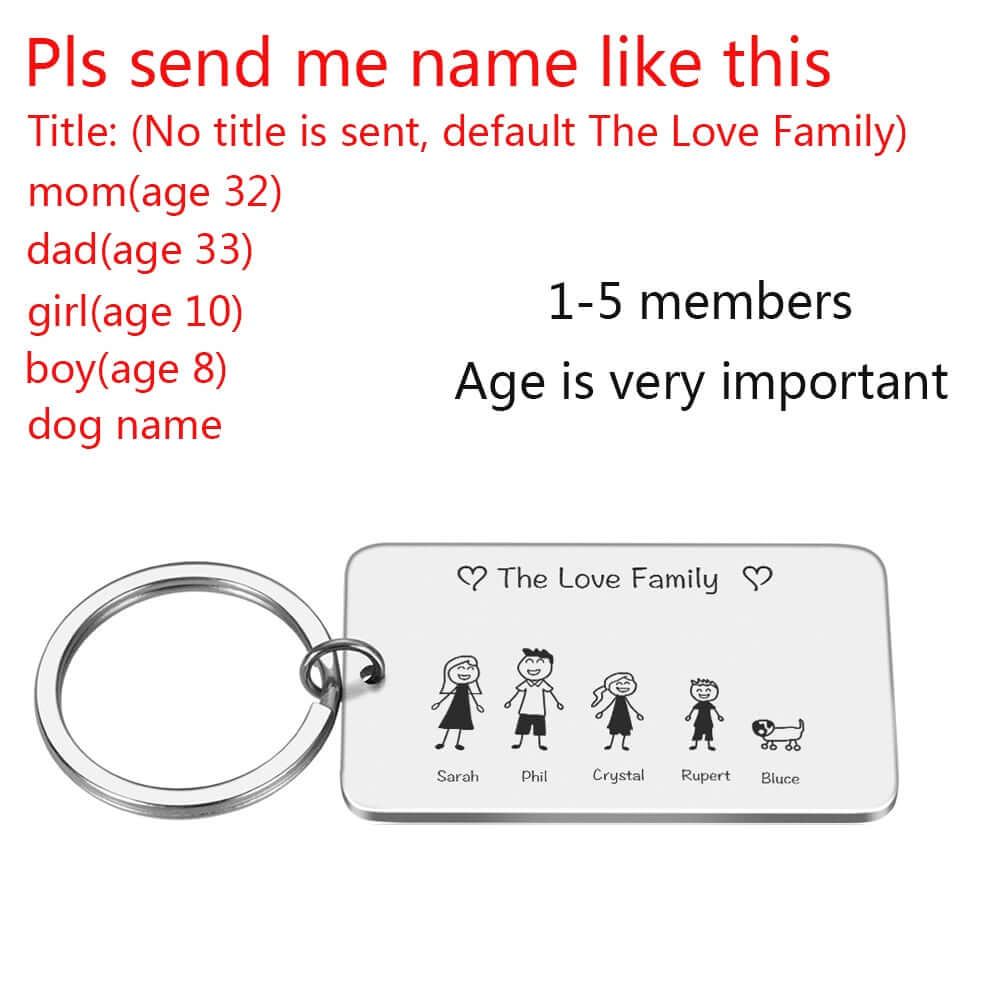 Family Cute Keychain Customized Family Member Name Keychain