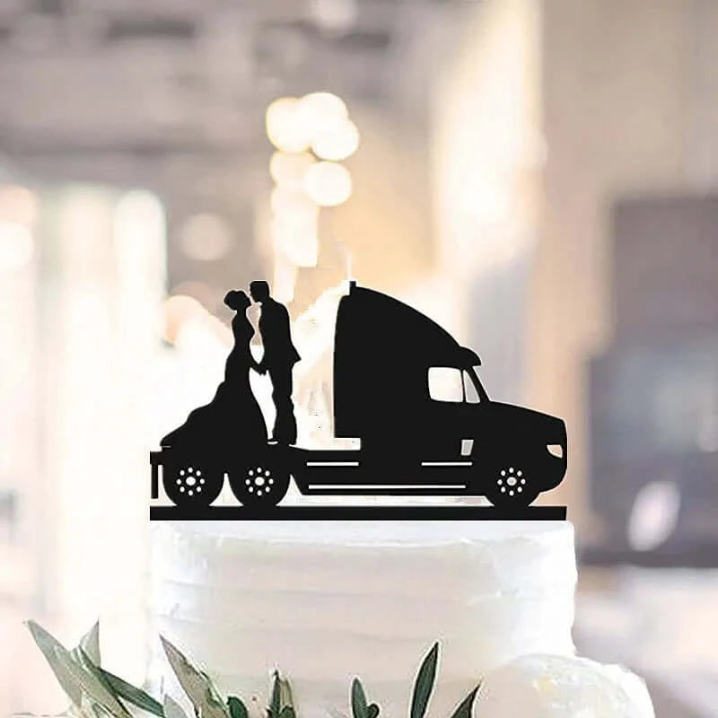 Acrylic Funny Trucker Style Wedding Cake Topper