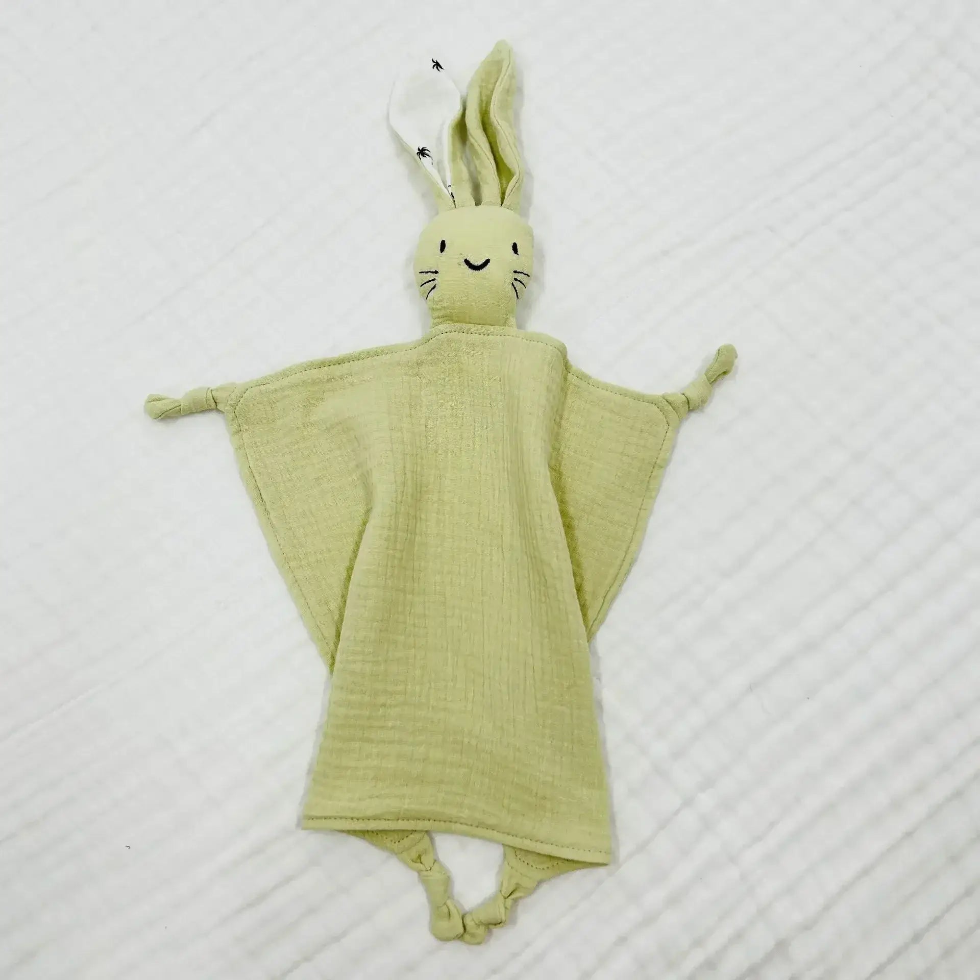 Personalized Embroidered Name Bunny Muslin Cotton Baby Blanket Lovie