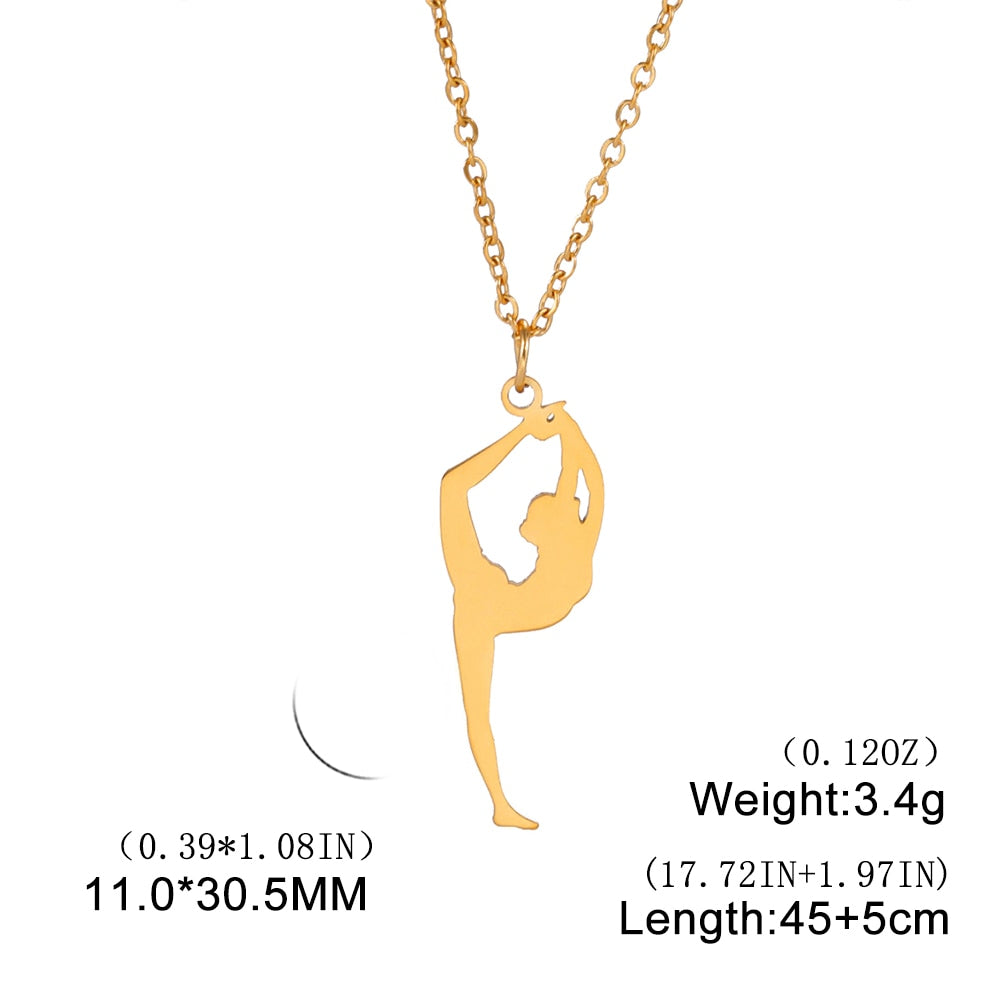 Stainless Steel Dancer Gymnast Gymnastics Necklace for Women Girl Teens