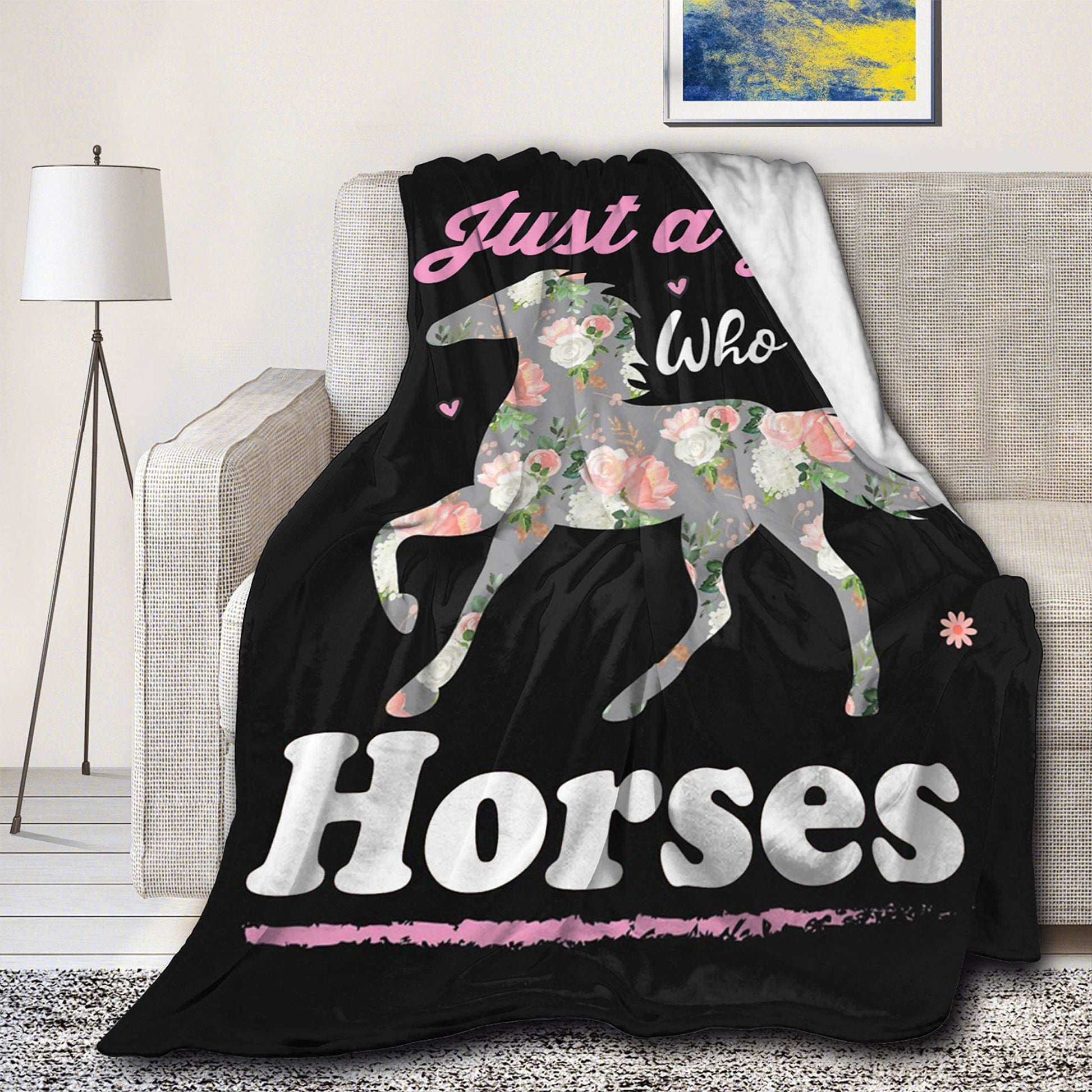 Custom Personalized Just a Girl Who Loves Horses Blanket