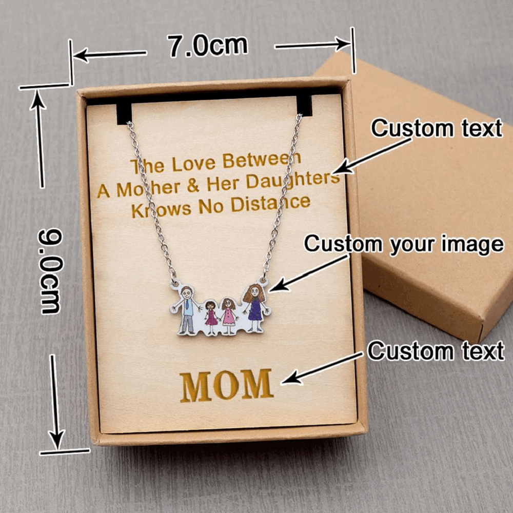 Custom Children's Drawing Photo Necklace