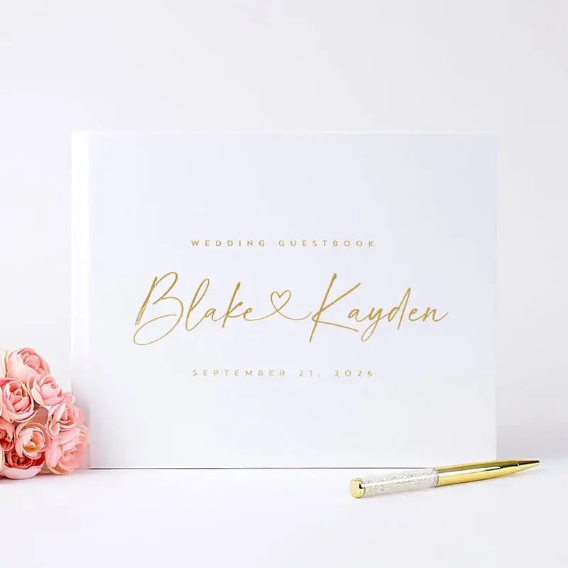 Personalized White Wedding Guest Book 