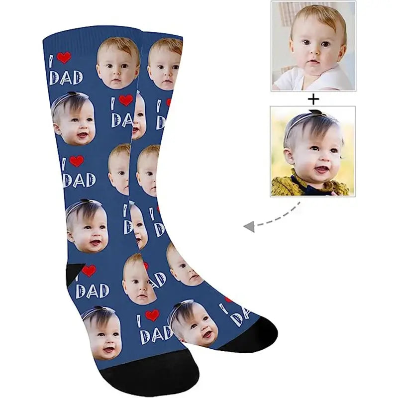 Custom I Love Dad Photo Socks