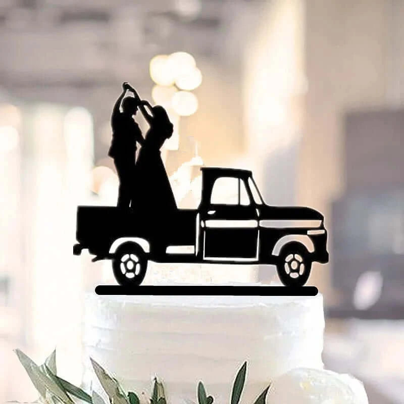 Acrylic Funny Trucker Style Wedding Cake Topper