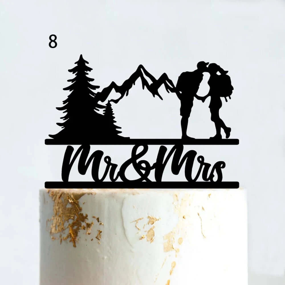 Mountain Outdoor Wedding Cake Topper Backpacking Camping Hiking