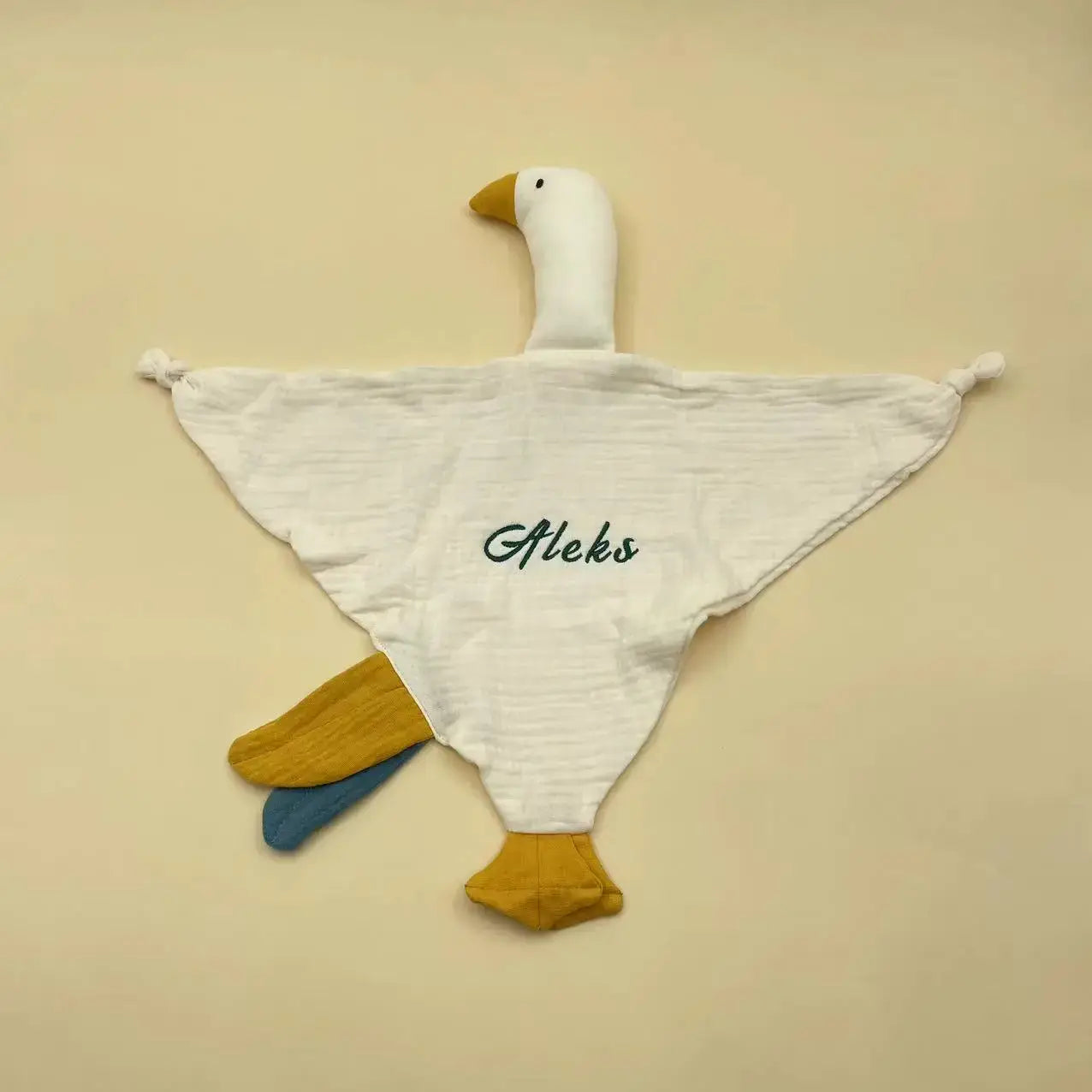 Personalized Embroidered Name Goose Muslin Baby Blanket Lovie