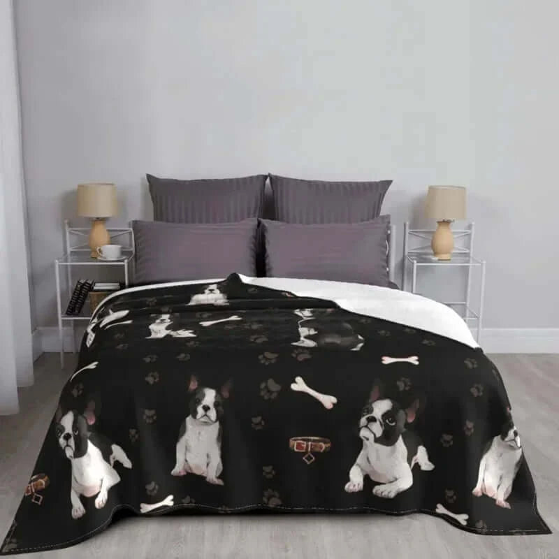 Cute Boston Terrier Velvet Blanket