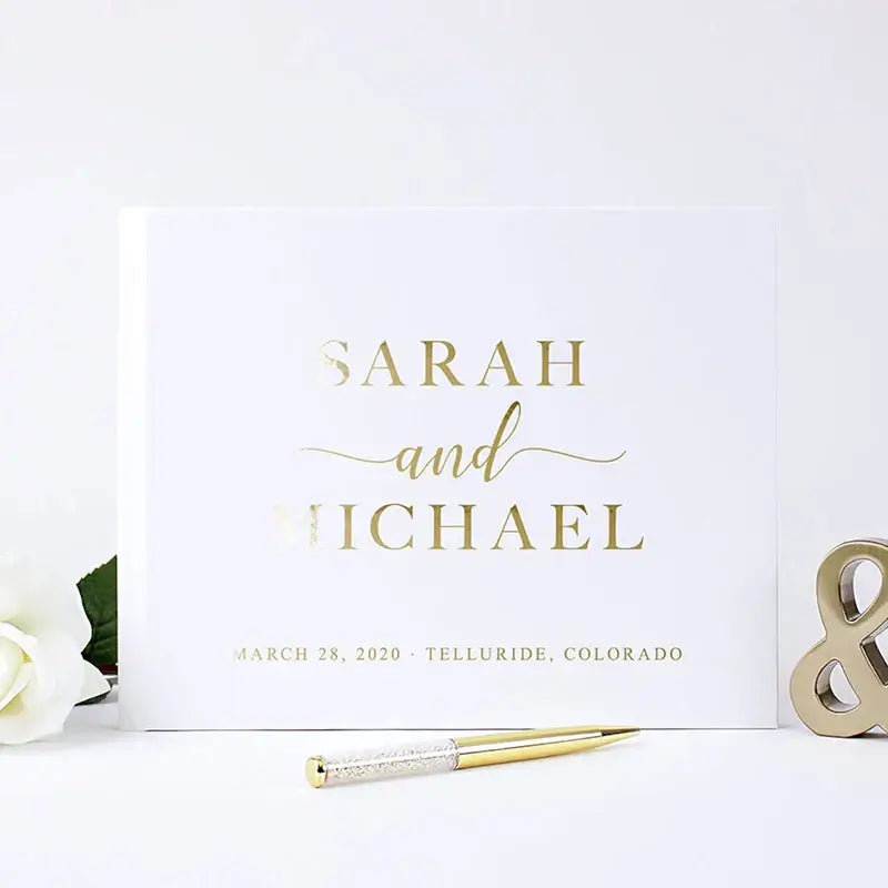 Personalized White Wedding Guest Book 