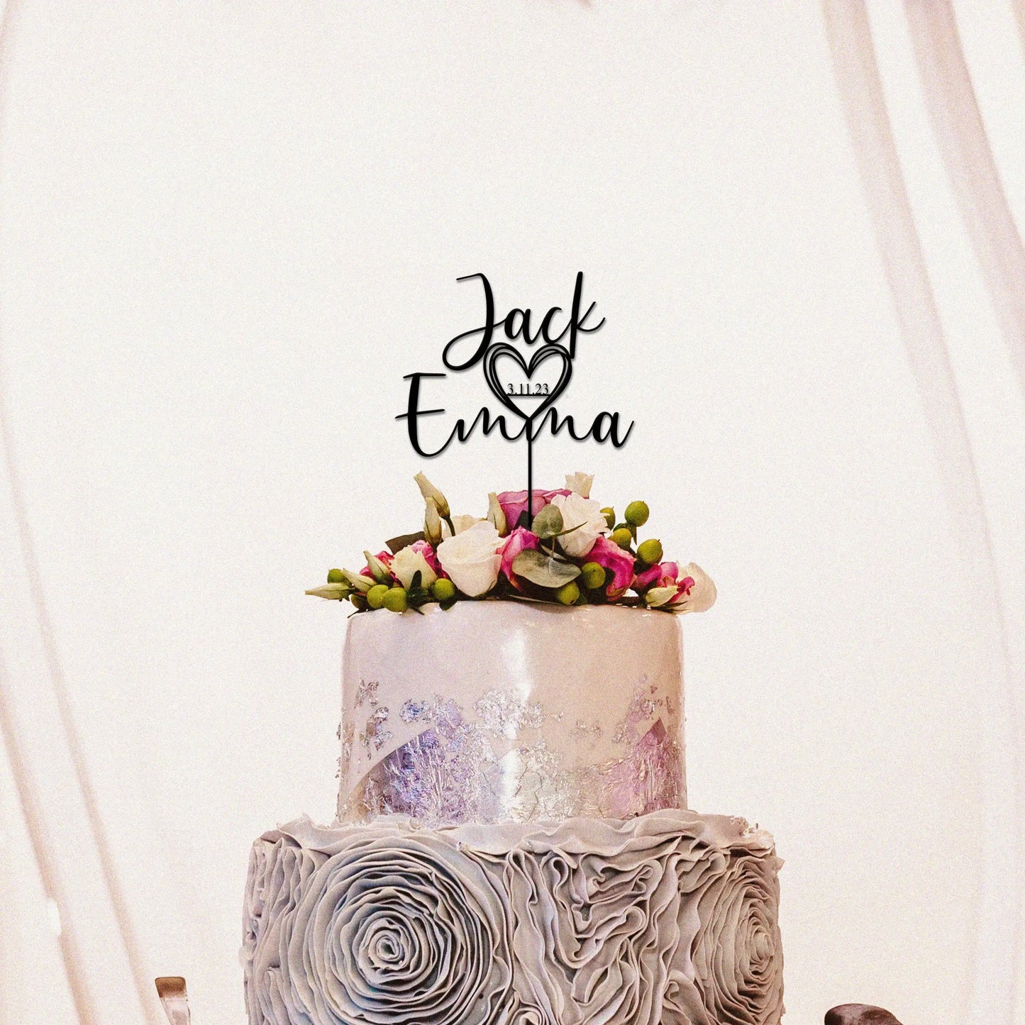 Personalized Wedding Cake Topper with Date