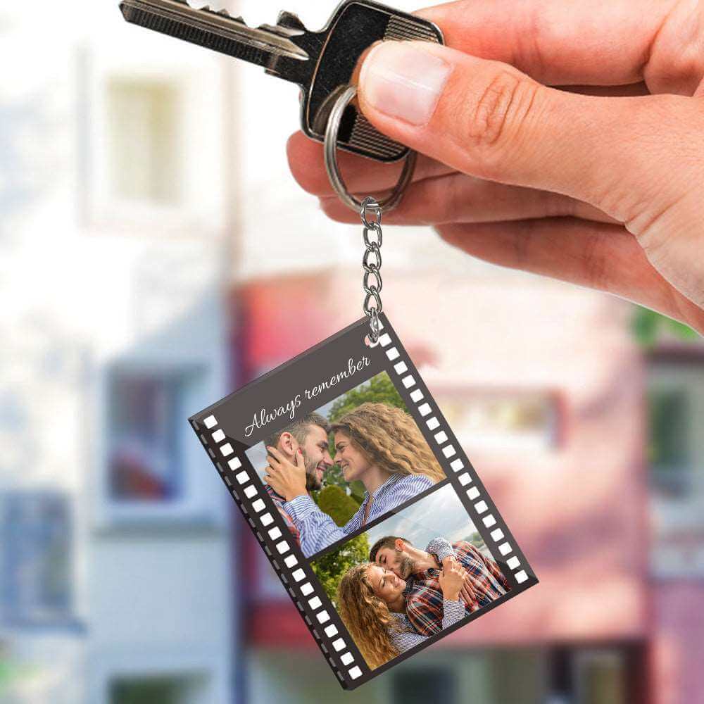 Custom Personalized Film Strip Photo Acrylic Keychain with Text