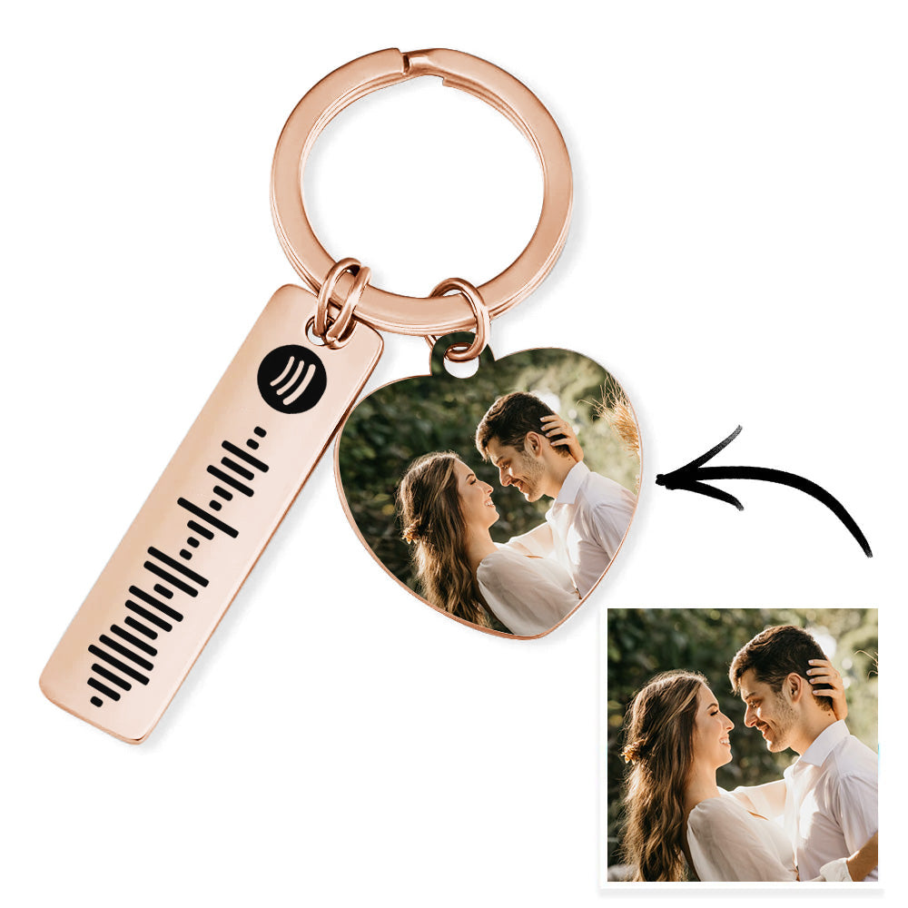 Personalized Photo Scannable Spotify Music Code Stainless Steel Keychain - Premium keychain from MadeMine - Just $12.99! Shop now at giftmeabreak