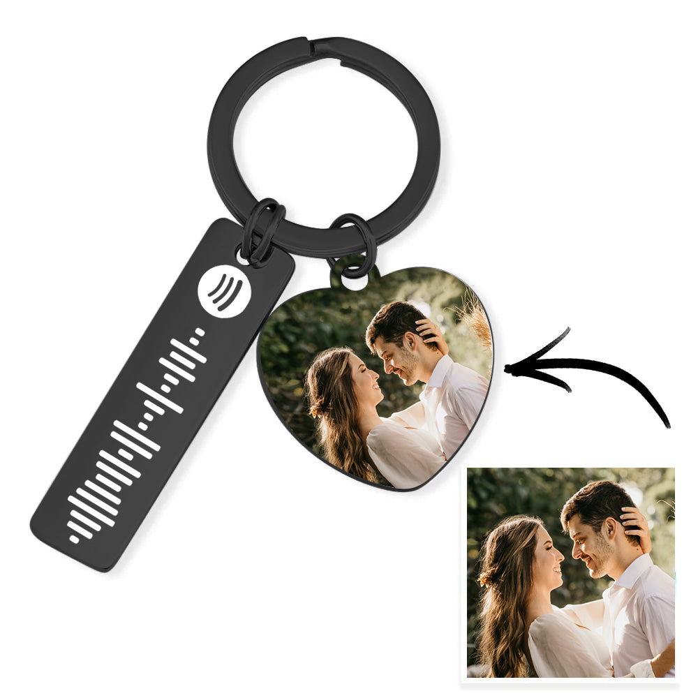 Personalized Photo Scannable Spotify Music Code Stainless Steel Keychain - Premium keychain from MadeMine - Just $12.99! Shop now at giftmeabreak