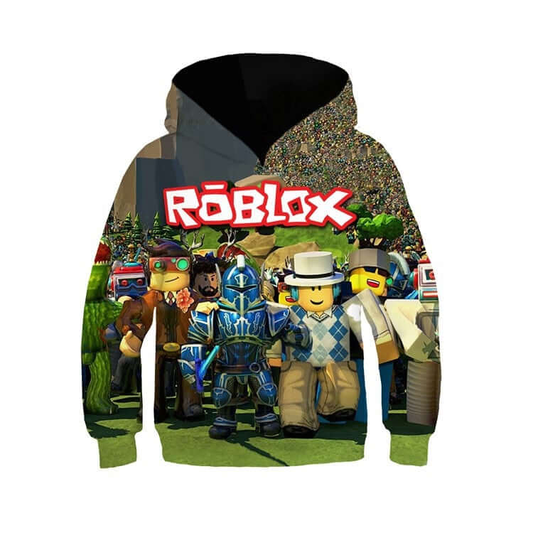 Kids Robot Blox Digital Allover Printed Pullover Hoodie