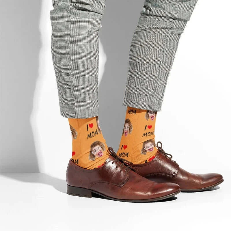 Custom I Love Dad Photo Socks