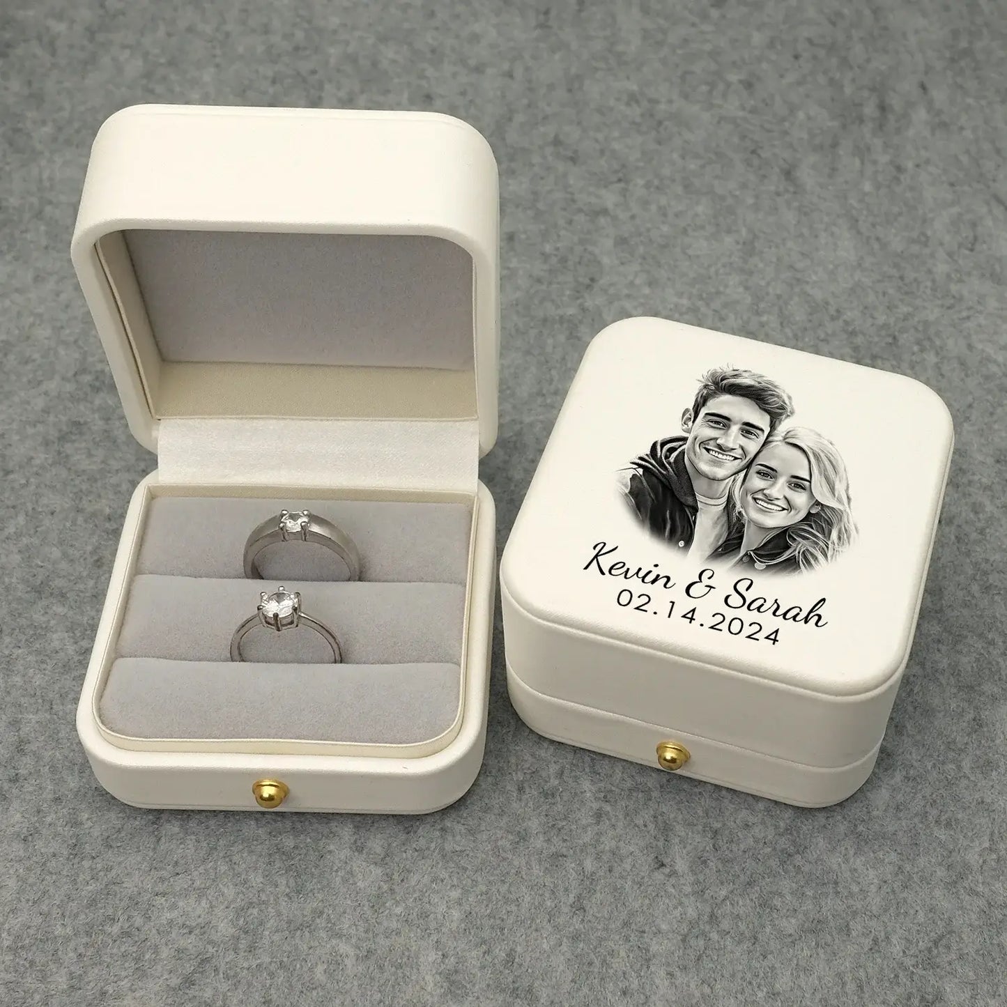 Personalized Custom Photo & Wedding Date Ring Box