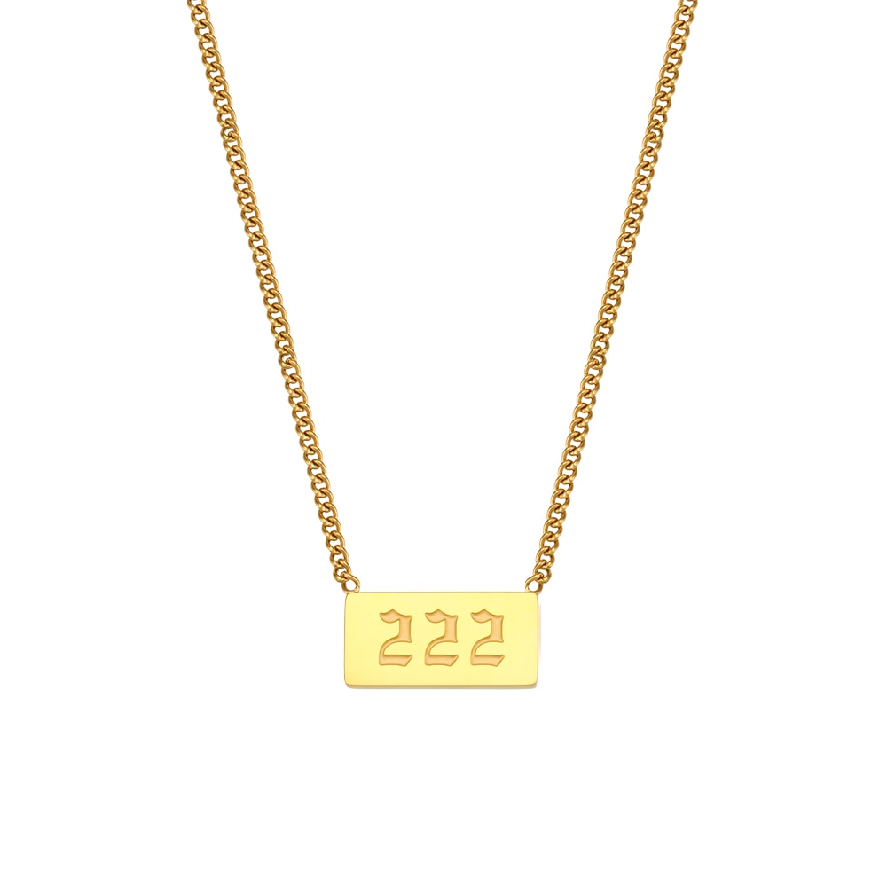 Stainless Steel Square Plate 111 222 333 Lucky Angel Number Necklace - Premium necklace from giftmeabreak - Just $22.99! Shop now at giftmeabreak