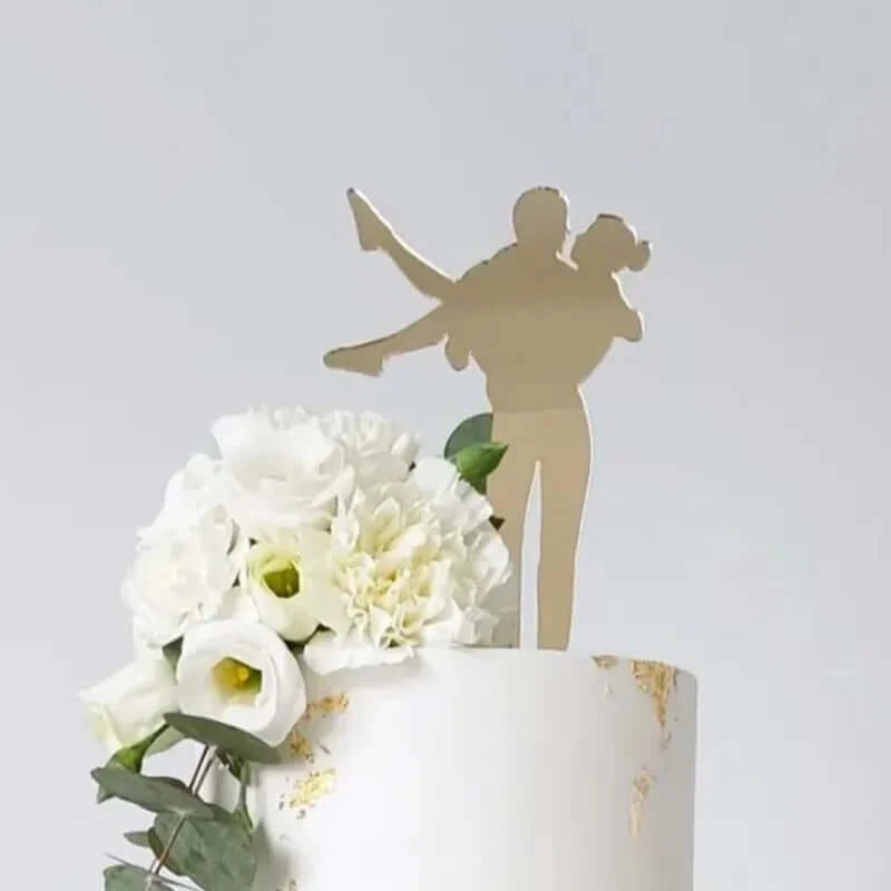 Acrylic Heart Mr. & Mrs. Groom Bride Cake Toppers
