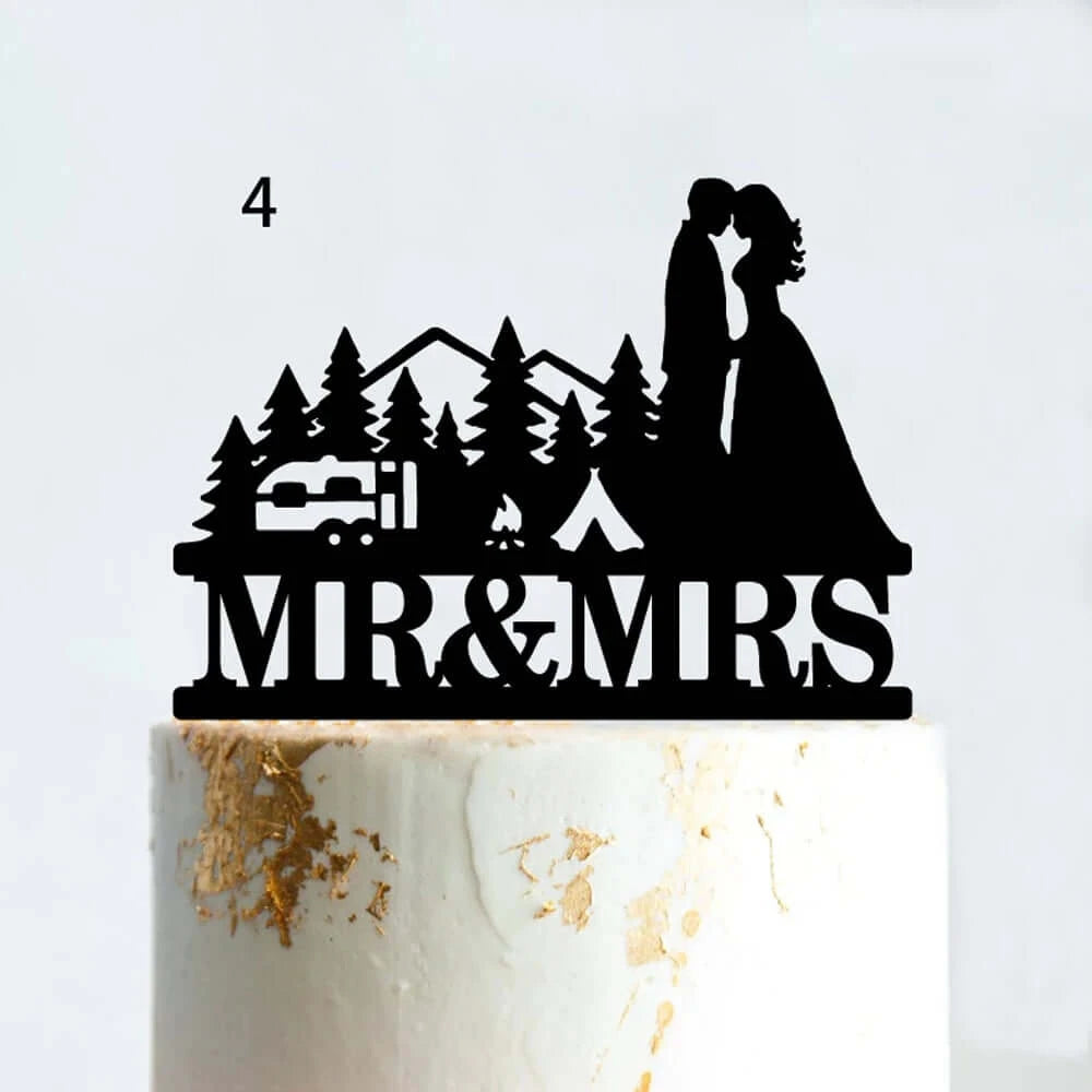 Mountain Outdoor Wedding Cake Topper Backpacking Camping Hiking