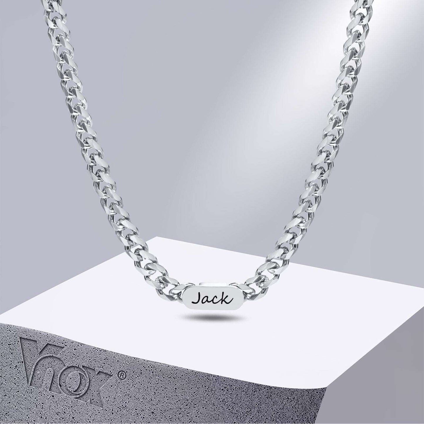 Custom Name Stainless Steel Initial Cuban Chain Necklace