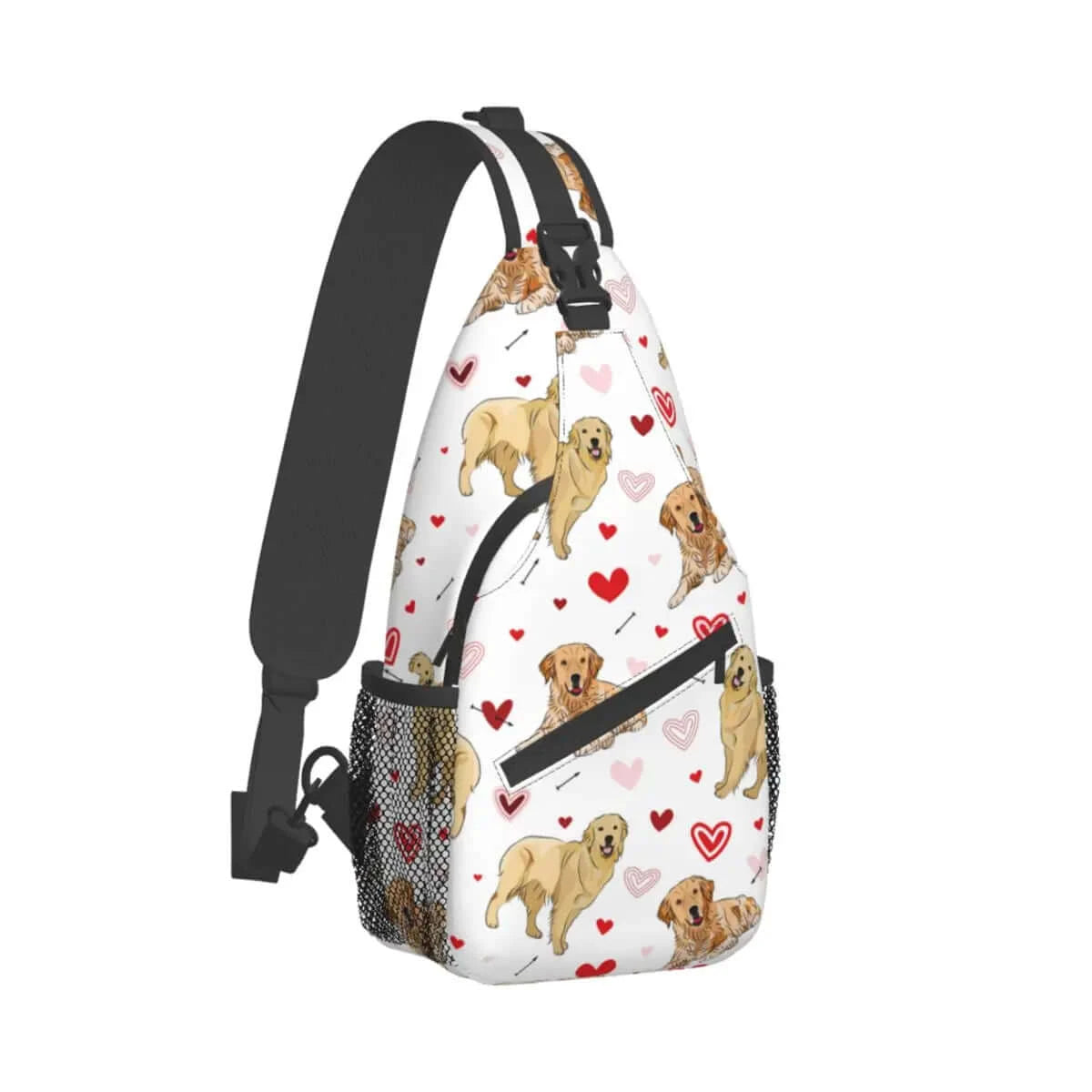 Golden Retriever Dog Love Doodles Hearts Sling Bag