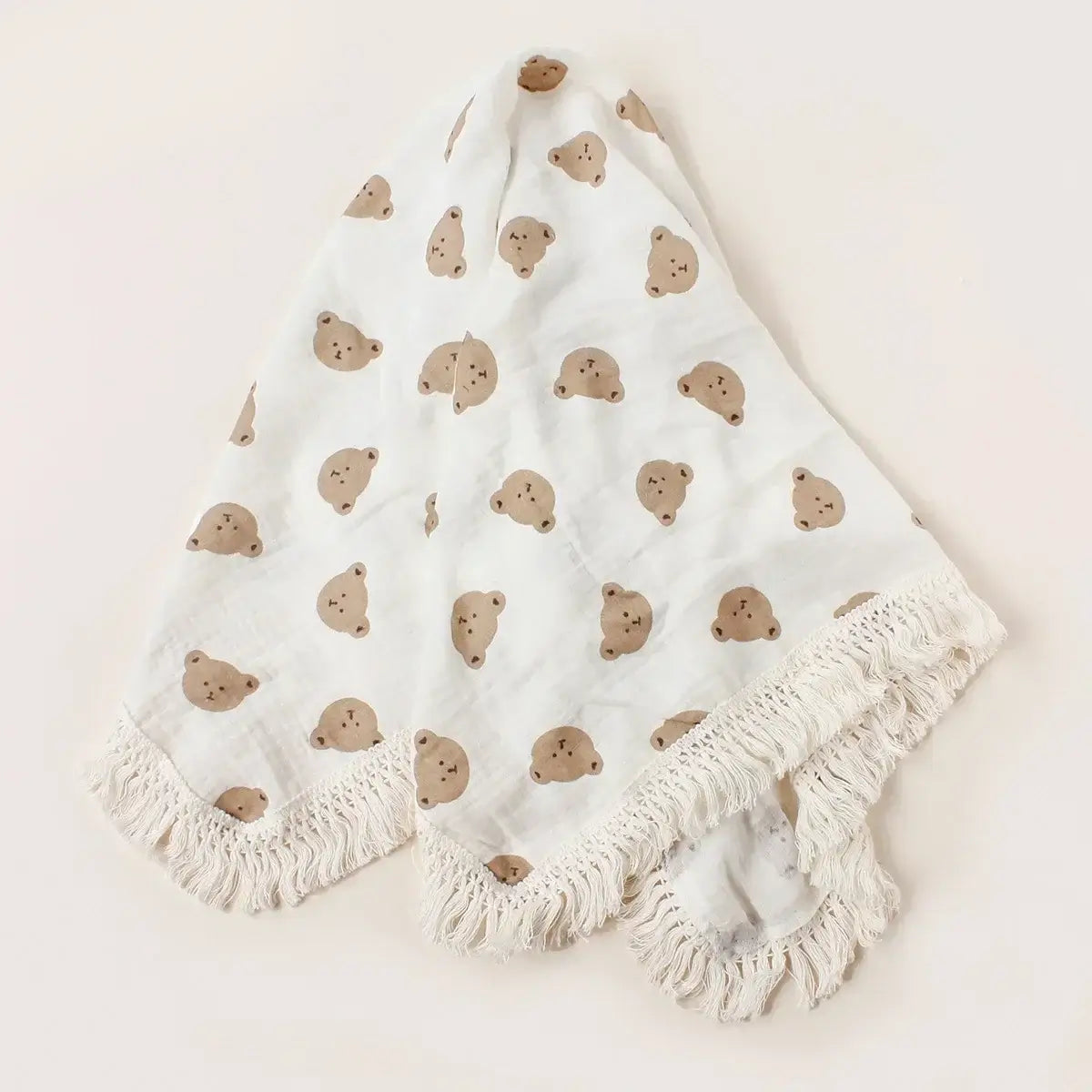 Personalized Embroidered Cotton Muslin Tassel Baby Swaddle Blanket