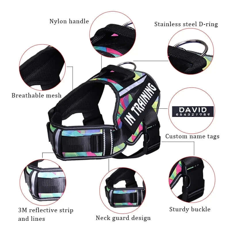 Personalized Nylon K9 Dog Harness Reflective