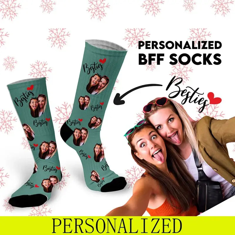 Customized Besties Best Friends Photo Socks