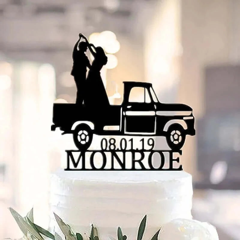 Acrylic Funny Trucker Style Wedding Cake Topper