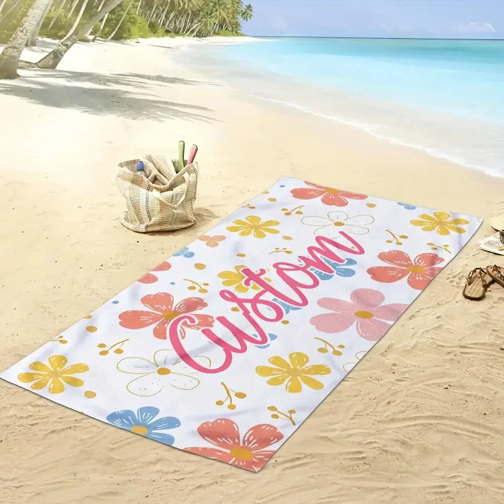 Kid's Personalized Quick Drying Floral Beach Towel