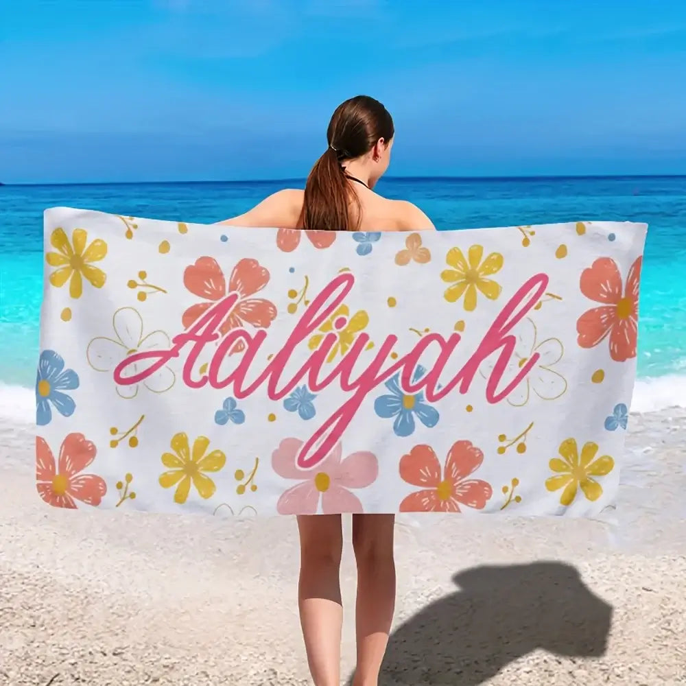 Kid's Personalized Quick Drying Floral Beach Towel