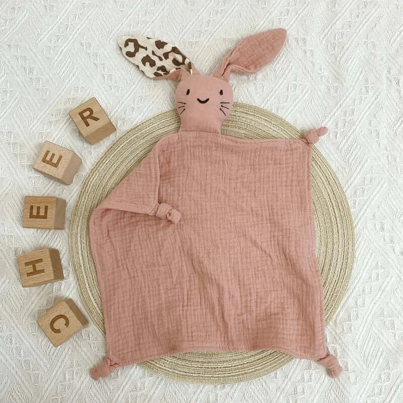 Personalized Embroidered Name Bunny Muslin Cotton Baby Blanket Lovie