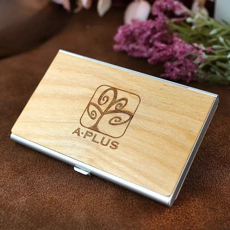 Personalized Laser Engraving Logo Wooden Metal Business Card Box