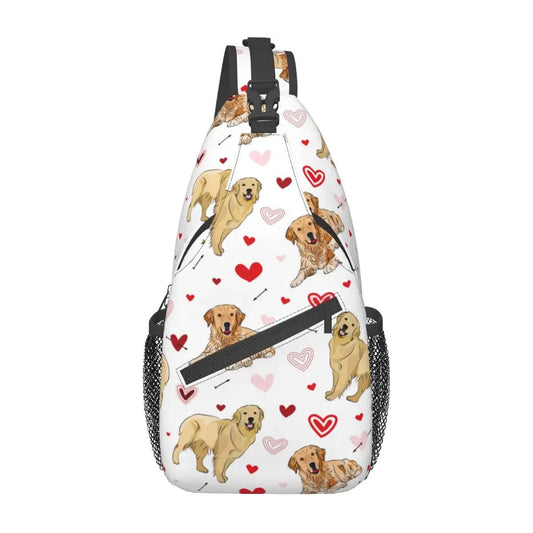 Golden Retriever Dog Love Doodles Hearts Sling Bag