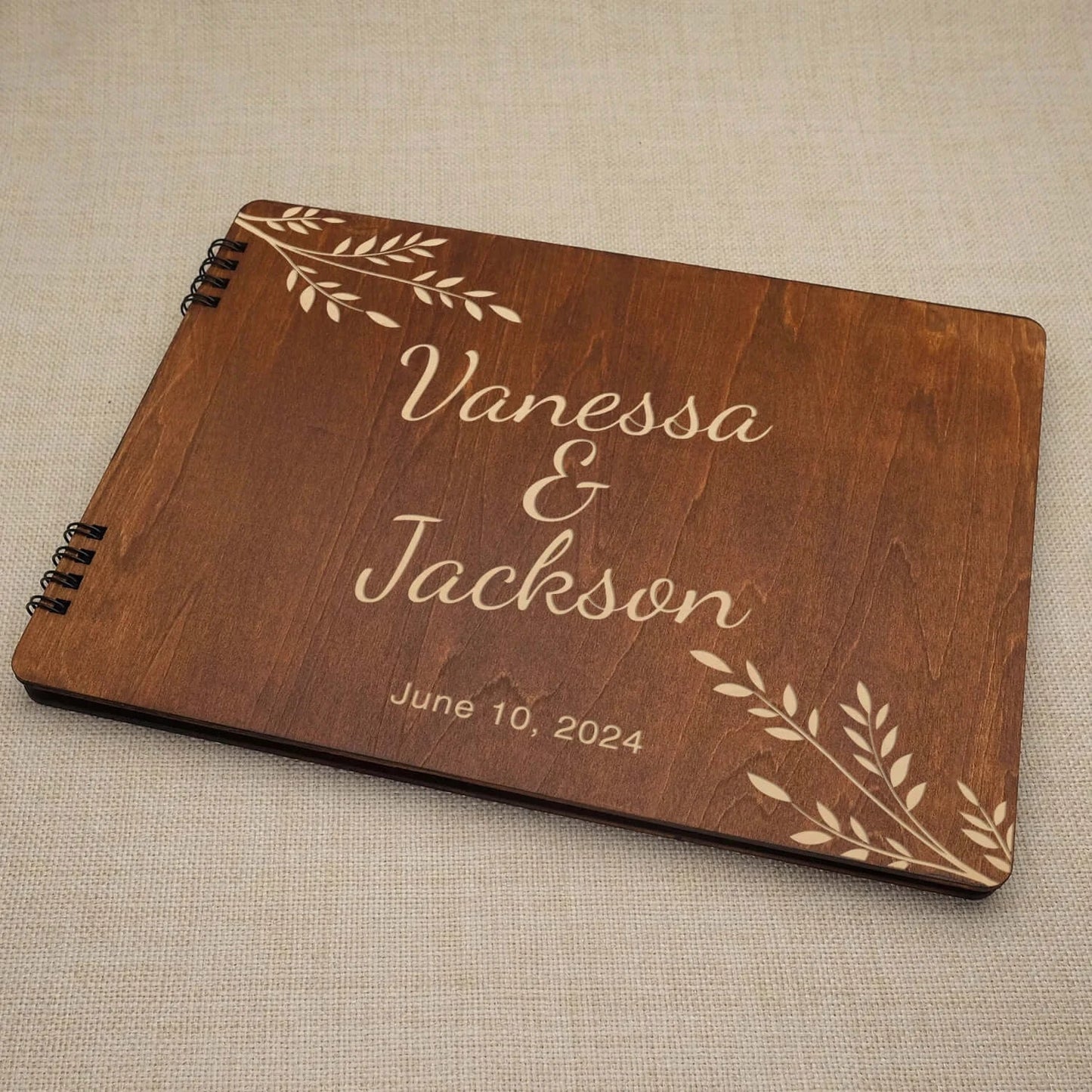 Wooden Wedding Guest Book - Personalized Laser Engraved, Perfect for Photos and Heartfelt Messages