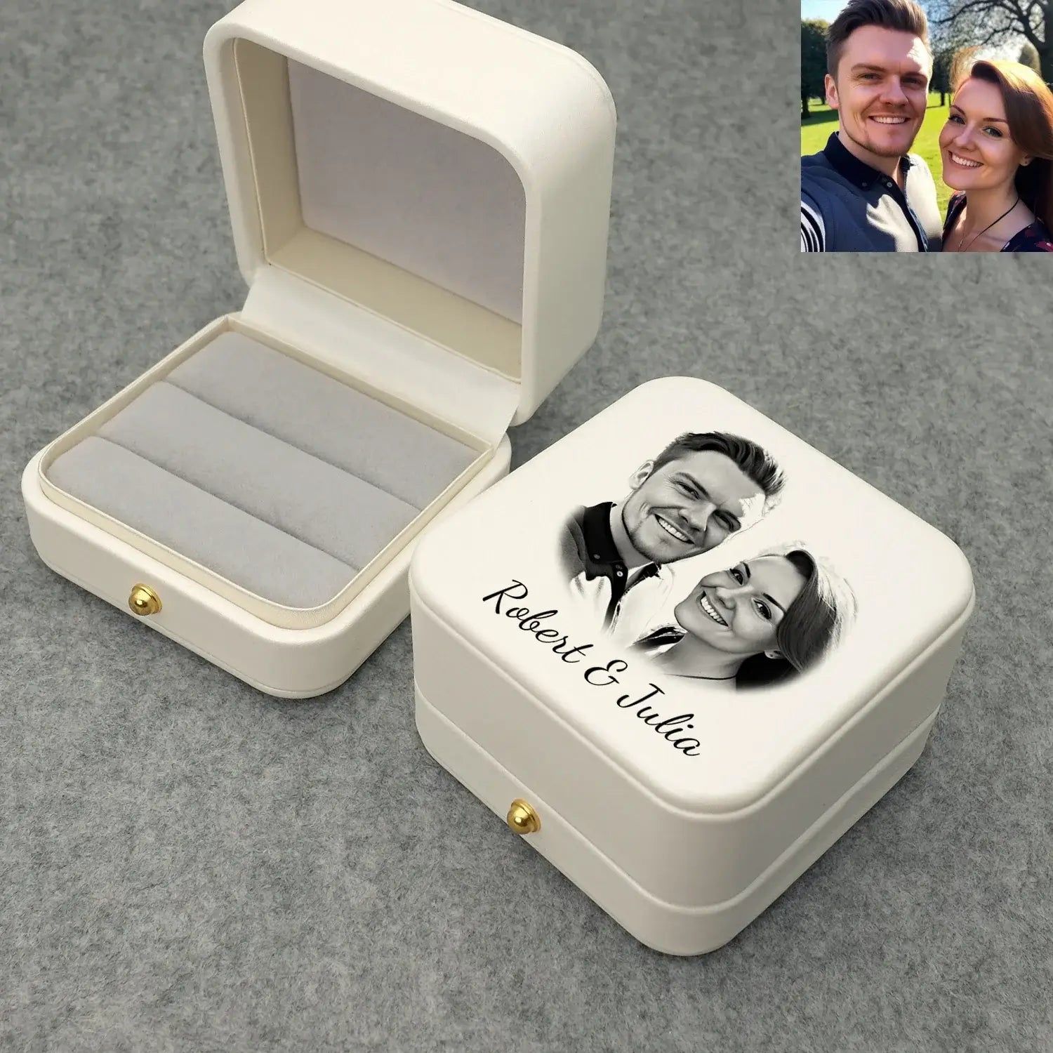 Personalized Custom Photo & Wedding Date Ring Box