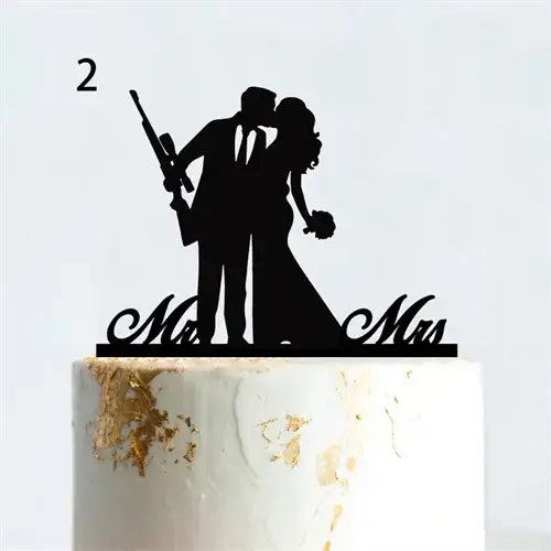 Hunting Style Funny Wedding, Birthday Cake Topper Acrylic Wood 