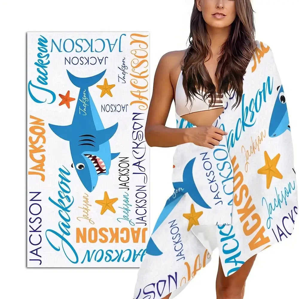 Kid's Personalized Starfish, Dolphin, Seahorse, Mermaid, Dinosaur Beach Towels