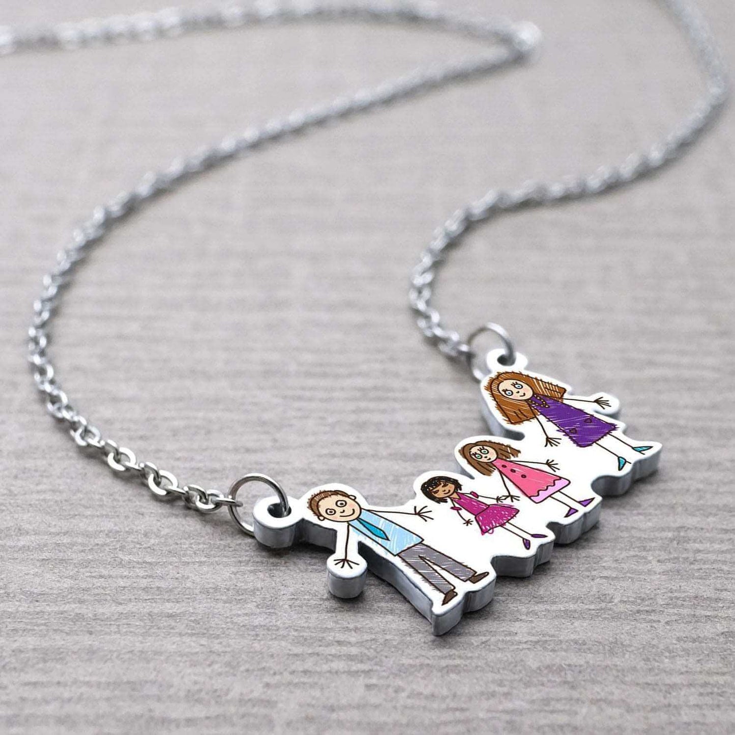 Custom Children's Drawing Photo Necklace