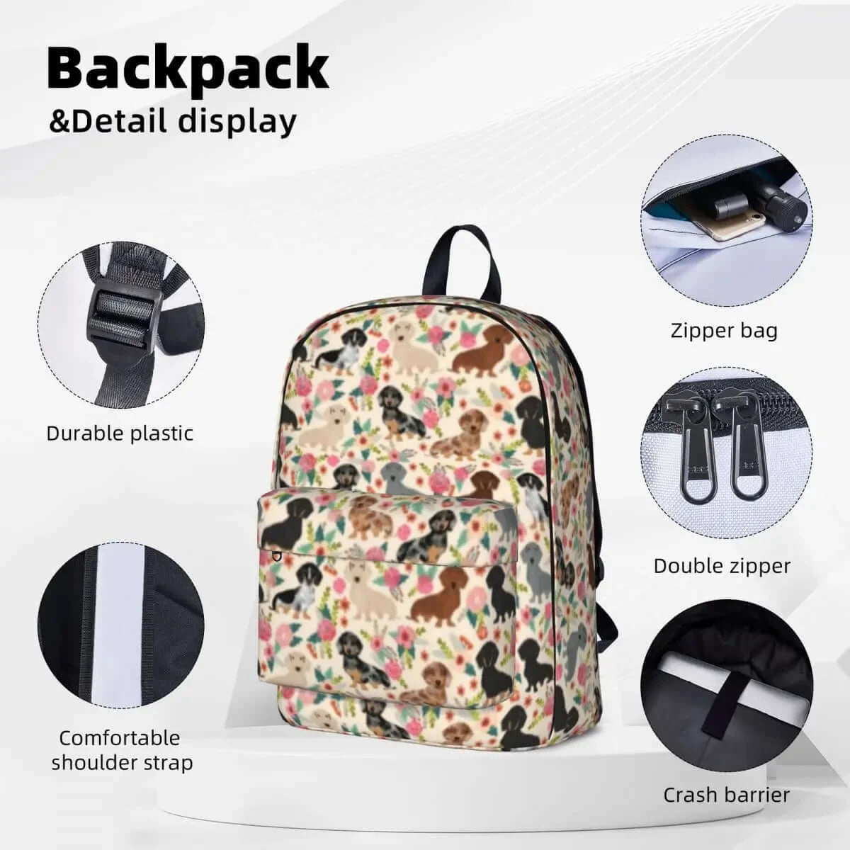 Floral Dachshund Backpack