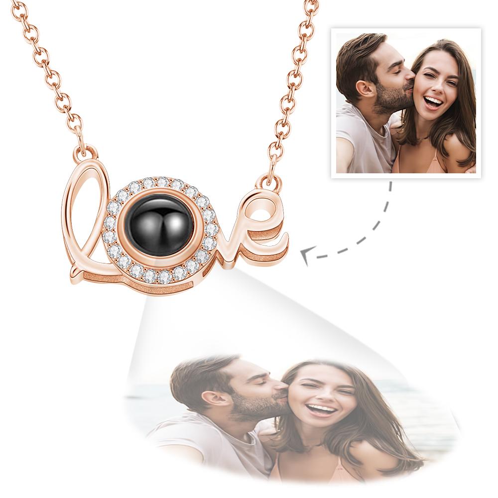 Personalized Custom Sterling Silver Love Photo Projection Necklace