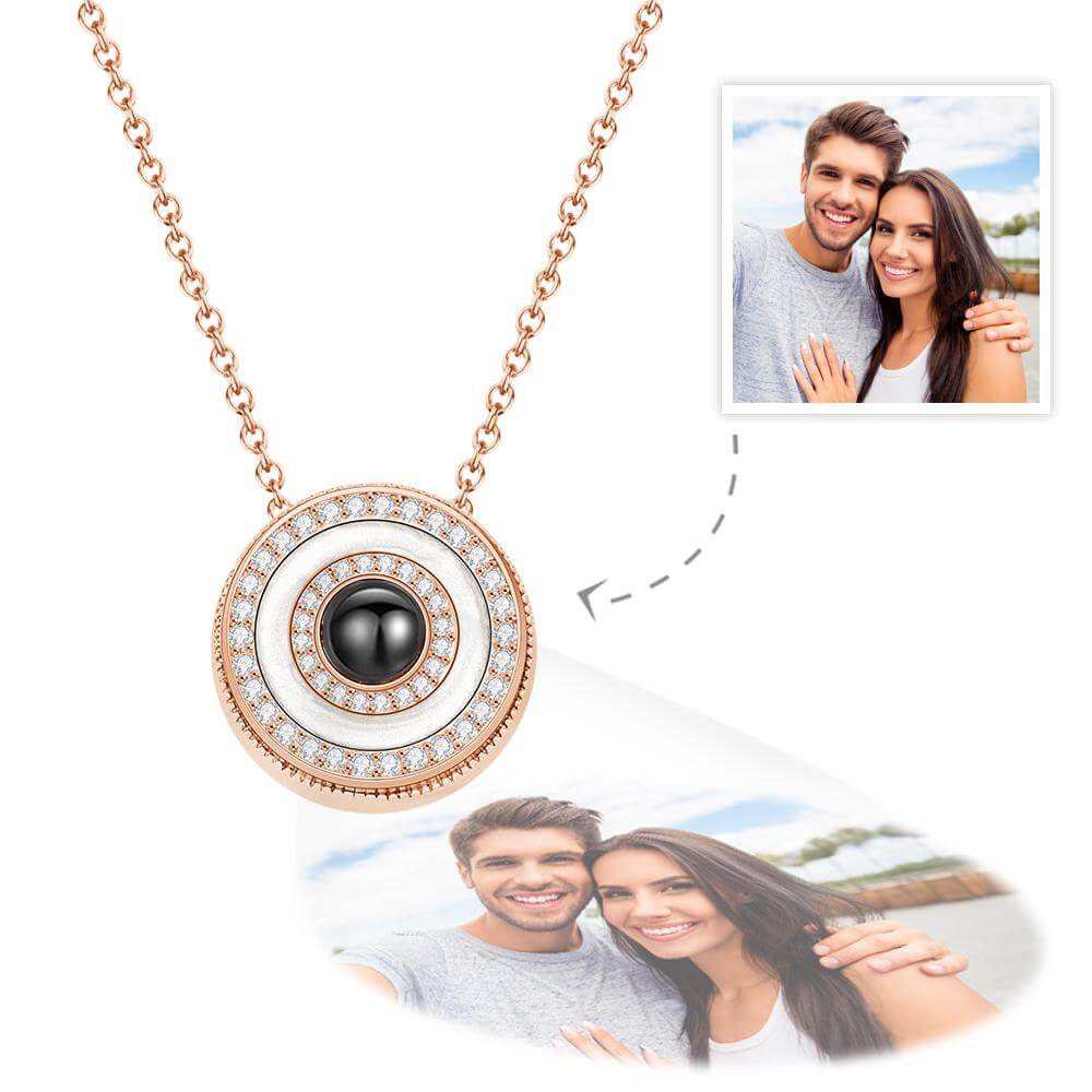 Gold Plated Copper Custom Halo Photo Projection Necklace