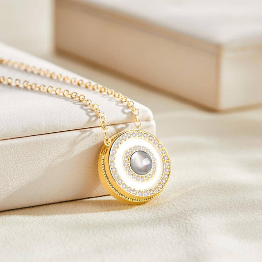 Gold Plated Copper Custom Halo Photo Projection Necklace - Premium necklace from MadeMine - Just $19.99! Shop now at giftmeabreak