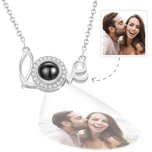 Personalized Custom Sterling Silver Love Photo Projection Necklace