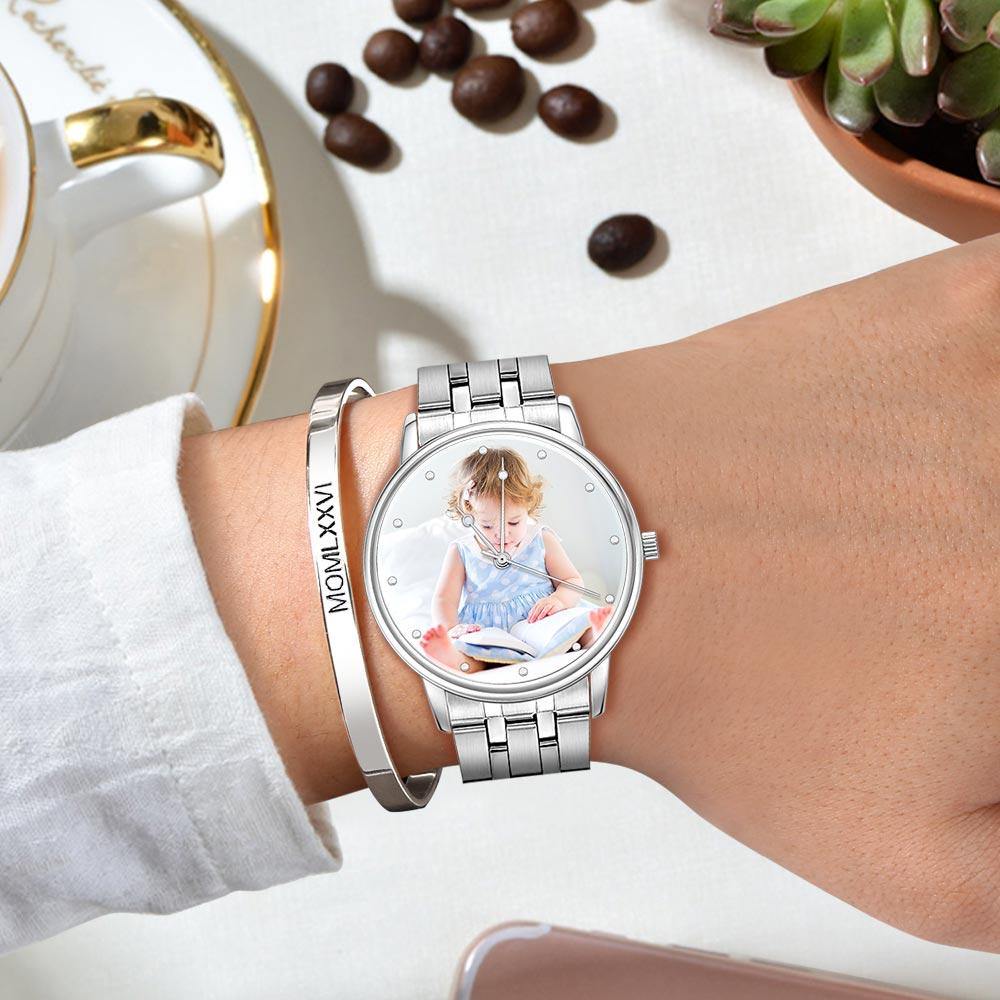 Personalized Custom Unisex Engraved Photo Watch Alloy Strap 38mm