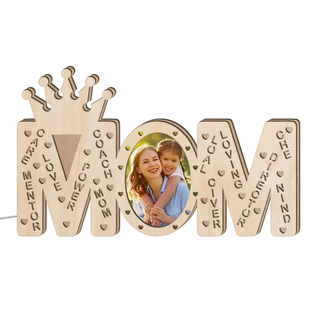 Custom Mom Wood LED Photo Light