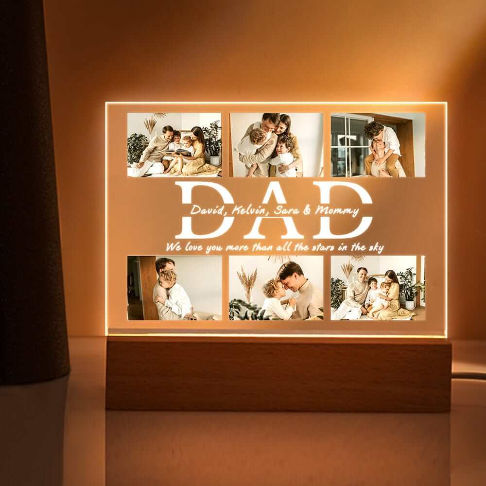 Father's Day Nightlight Custom Acrylic Photo Lamp Engraved Night Light