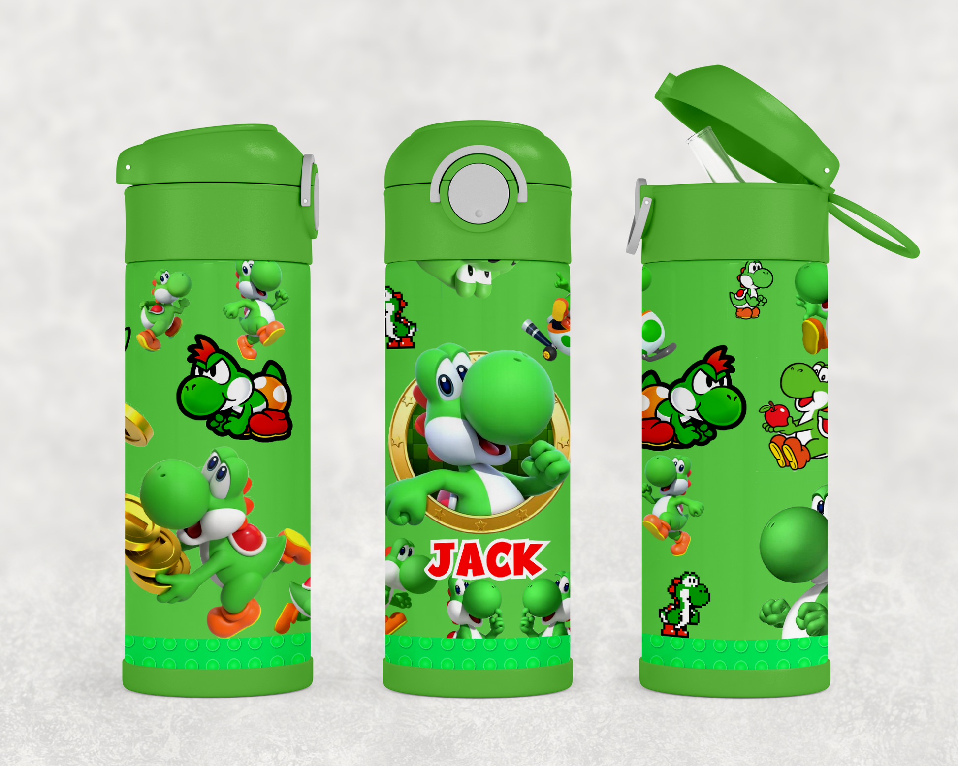 Personalized Super Mario Bros Yoshi Video Game 12oz Stainless Steel Kids Tumbler