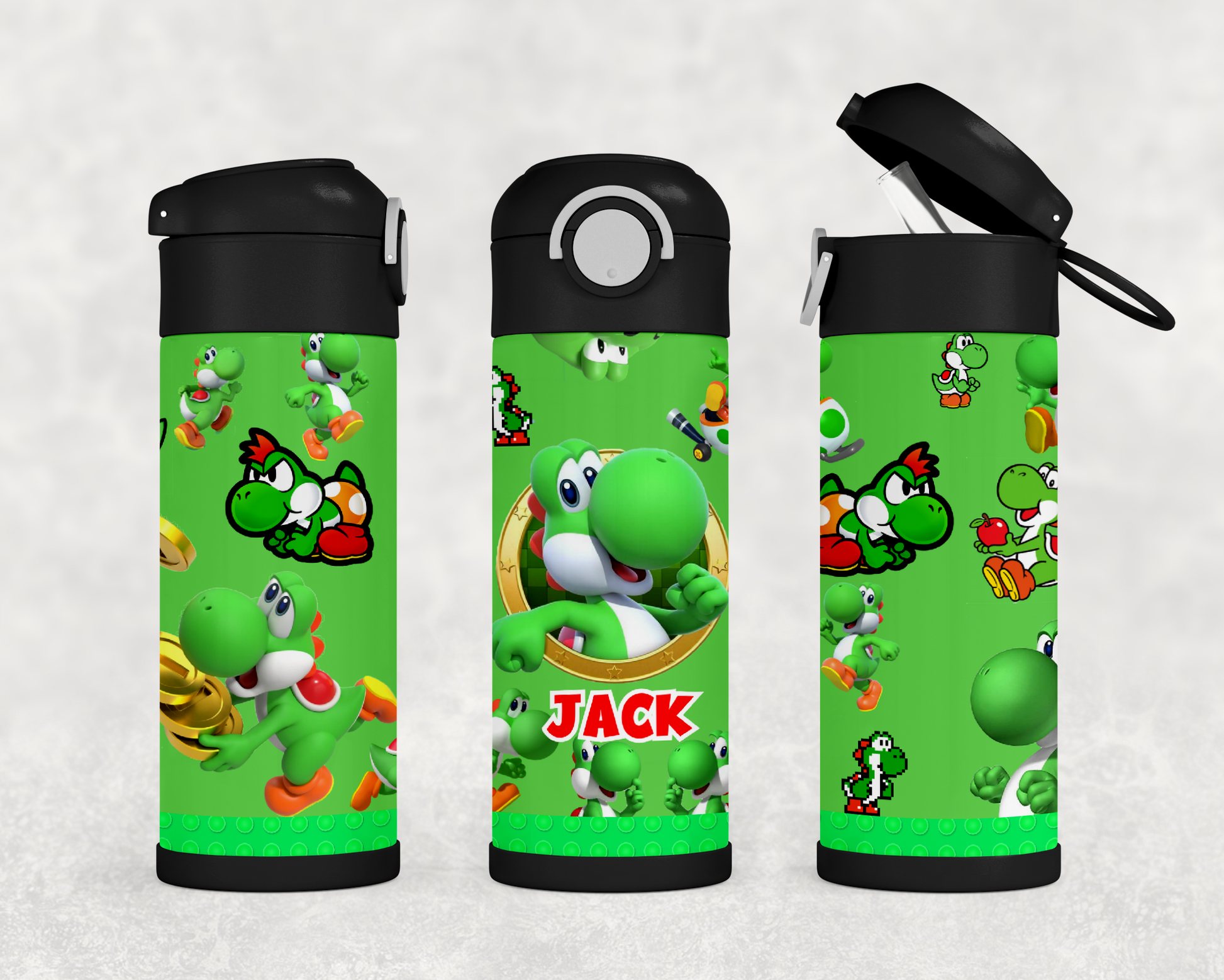 Personalized Super Mario Bros Yoshi Video Game 12oz Stainless Steel Kids Tumbler